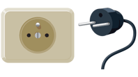 Round pins, grounding pin and receptacle.